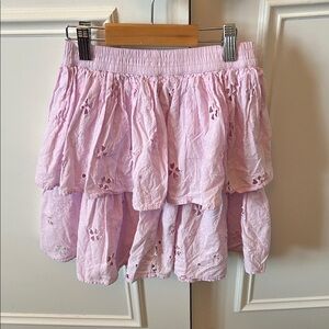 Molo Light Pink Tiered Eyelet Mini Skirt